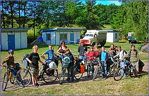 Schulklasse auf Fahrradtour